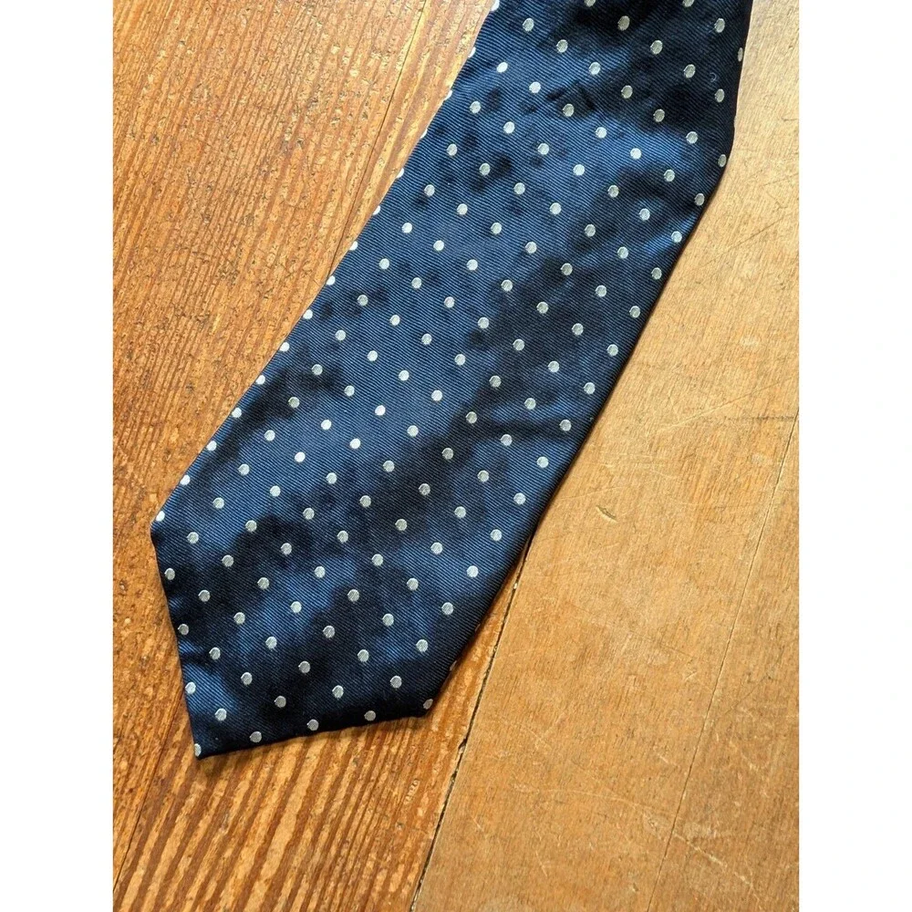 Lauren Ralph Lauren Silk Necktie Tie Polka Dot Blue Business Party Suit 3.25